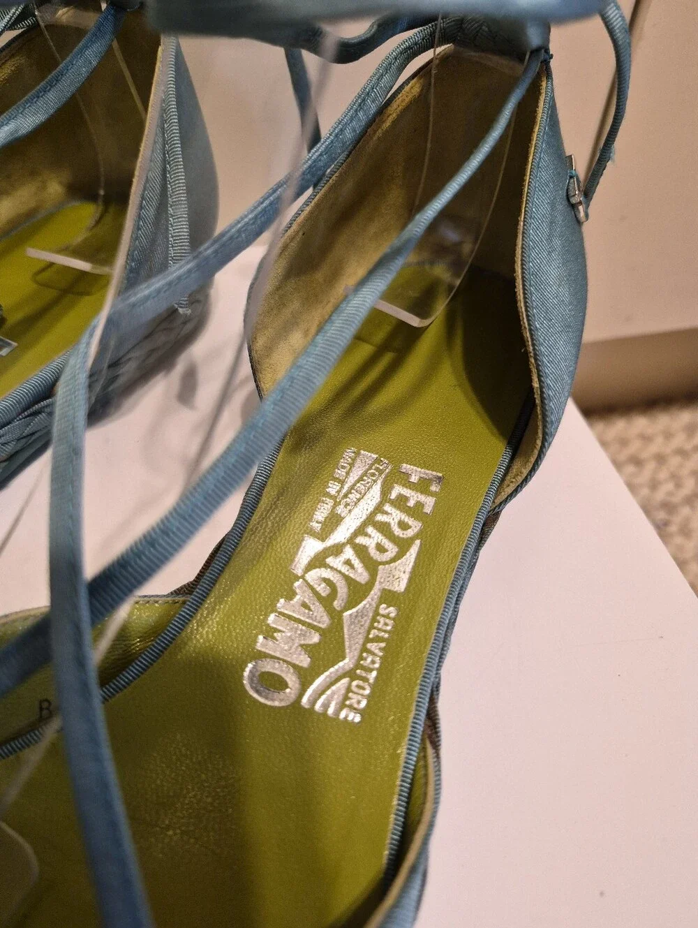 Salvatore Ferragamo Aquamarine Raw Silk Lace-Up Flat Espadrilles Sz.8 Ret. $895
